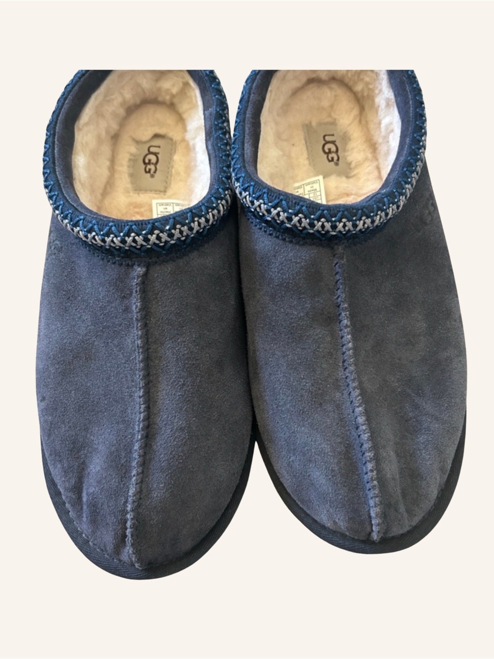UGG Navy Suede Tasmen Shearling Slipper Lined Size 10 Men’s